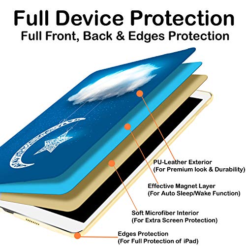 Image of iPad mini 5th Mini 4th Generation 7.9 Inch [ Mini 5 4 ] A2133 A1538 MK6K2HN /A MK6J2HN /A MK6L2HN /A MUQY2HN /A MUQW2HN /A Ultra Slim Printed Smart PU Leather Flip Folio Book Cover - Moon & Star