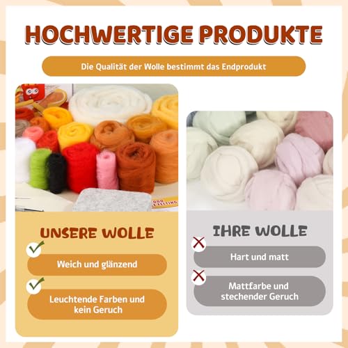Doxiru Nadelfilz-Set, 3er-Pack Fast-Food-Nadelfilz-Anfängerset inkl. grundlegendem Nadelfilzwerkzeug, Anleitung, Nadelfilz-Bastelset für DIY-Heimdekoration
