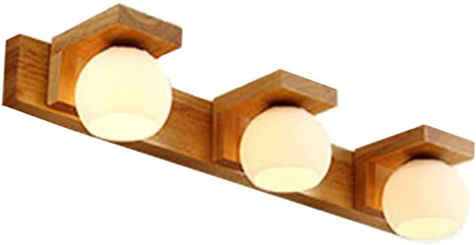 CWCQGH Wall Sconces, Mirror Lamp Mirror Front Light Indoor Wall Light Modern LED Bath Mirror Lamps Mirror Front Light with Glass Lampshade Wood Bathroom Wall Light Bedside Decor,B