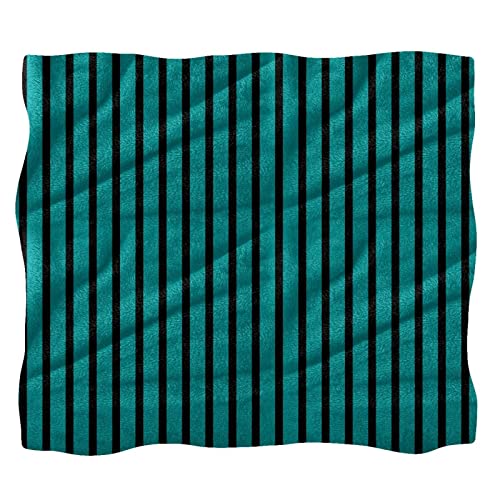 Couverture polaire douce plaid lit canapé chaud rayures noir vert - 2