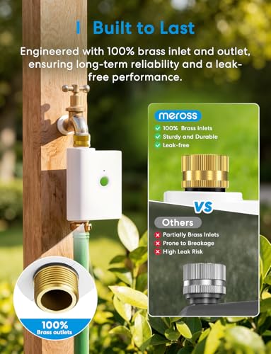 Image of meross WiFi Water Timer for Garden Hose, Smart Hose Timer with Brass Inlet & Outet, WiFi Sprinkler Valve Work with Apple Homekit, Alexa & Google Assistant, Smart Rain Skip for Lawn, Garden & Yard