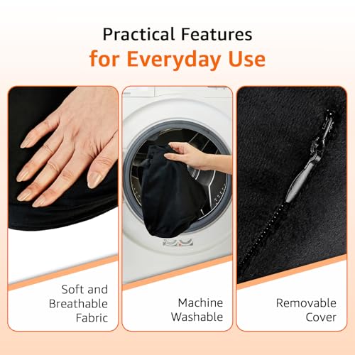 Image of amazon basics Memory Foam Knee Pillow | Adjustable Strap | Ergonomic Contoured Design | for Side Sleeping | 8 x 9 x 5 in | Black