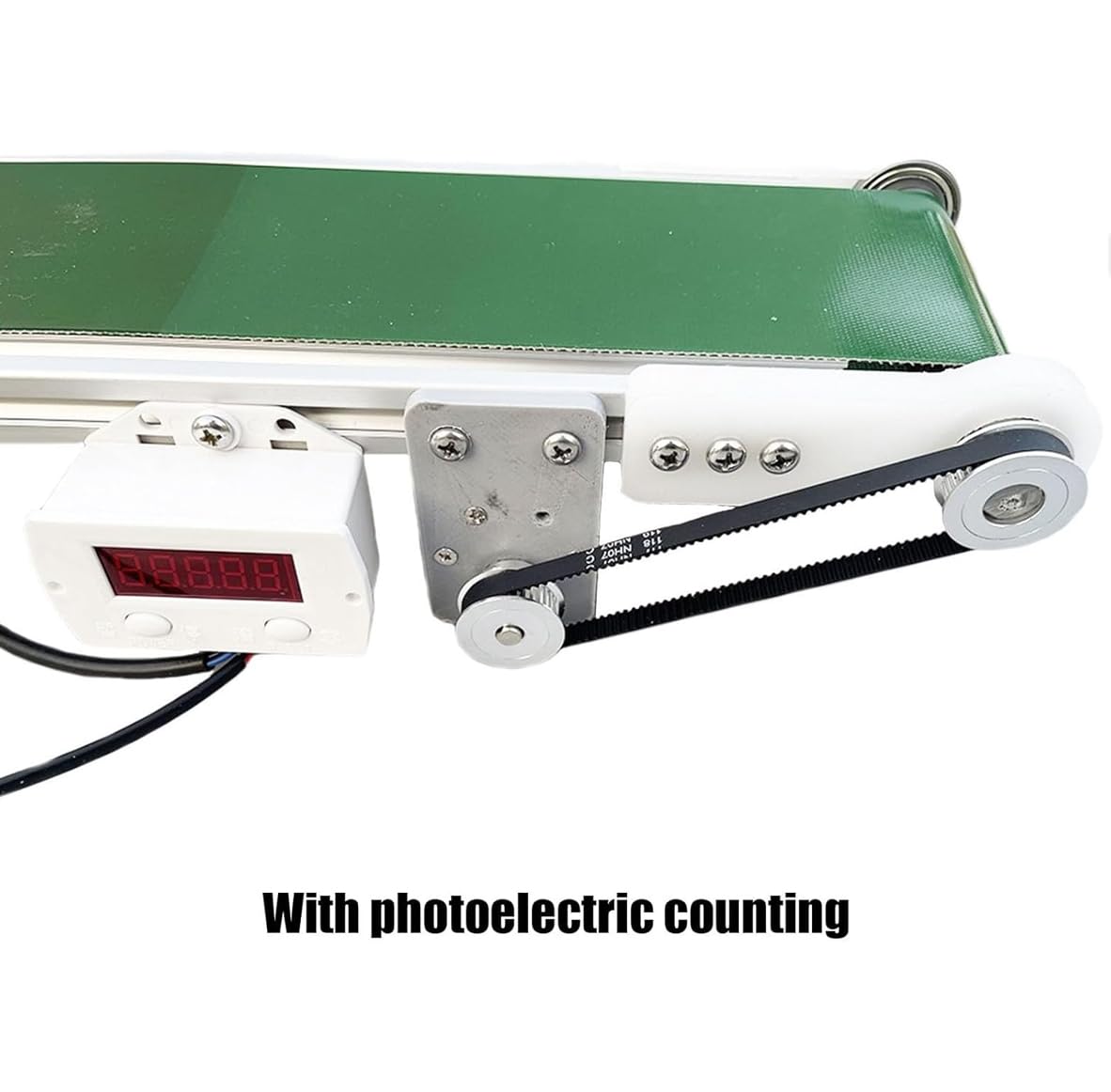 Trasportatore Elettrico Compatto con contatore fotoelettrico, velocità Regolabile 1.8-7.6cm/S, Piccolo trasportatore Desktop per esperimenti di Laboratorio e Articoli di Selezione
