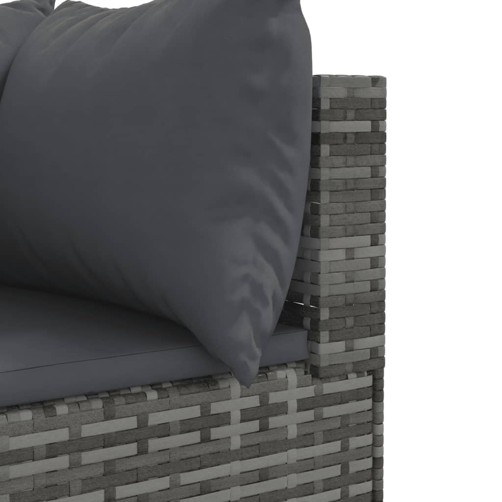 Set di divani da giardino da 9 pezzi con cuscino, grigio, in polyrattan, set modulare per esterni per terrazza e balcone, resistente ai raggi UV