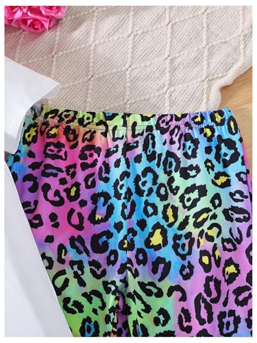 Image of WDIRARA Girl's 2 Piece Outfits Leopard Print Clothing Set Heart Graphic Tee and Flare Bell Bottom Pants