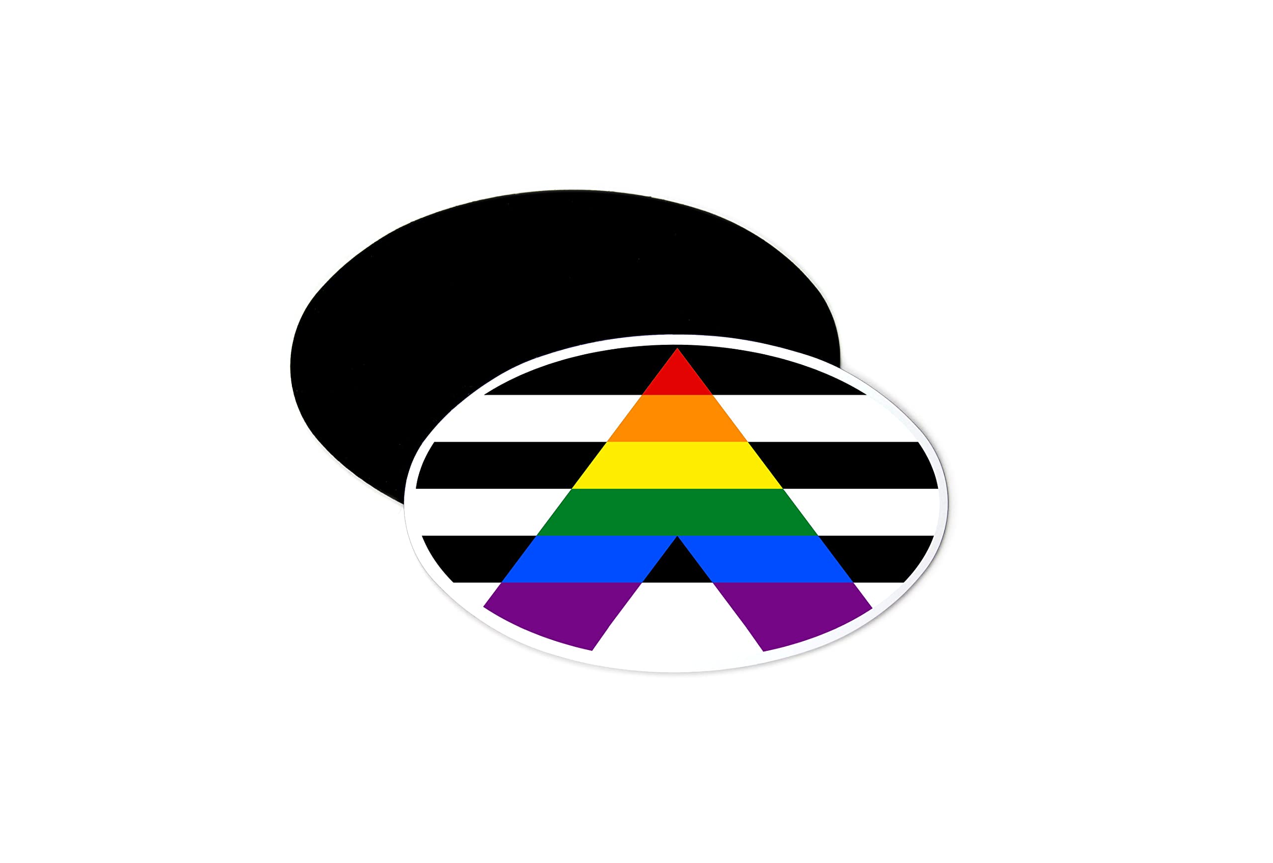 LGBTQ+ Straight Ally Rainbow Pride Flag Car Bumper Magnet - 5x3 Inch Oval - 1 Flexible Magnet 5x3 Inch Oval 1 Magnet
