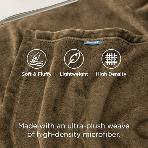 Image of Bedsure GentleSoft Fleece Throw XL Blanket Camel - 300GSM Soft Lightweight Plush Cozy Blankets for Bed, Sofa, Couch, Travel, Camping, 50x70 inches