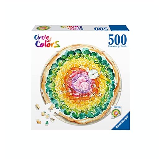 Ravensburger - Puzzle Circular Pizza, Colección Circle of colors, 500 Piezas, Puzzle Adultos