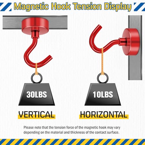 Image of FINDMAG 28 Pack Magnet Hooks, 30LB+ Magnetic Hooks for Cruise Cabins, Red | Strong Magnets with Hooks for Fridge, Refrigerator, Ship, Travel, Office and Classroom, Heavy Duty Cruise Hooks