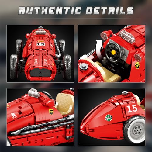 Image of Reobrix F1 Car Building Set for Adults, Retro Formula Racing Model Kit, Classic 1:8 Scale Collectible Race Car Building Blocks Kit for Home & Office Decor, Creative Gifts for Adults Teens,1809 Pcs