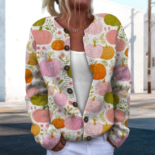 Chunky Sweater Women Crewneck Long Sleeve Women's Funny Y2K Fall Winter Floral Sweater Button Up Trendy Outfits2