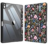 Fintie Hybrid Slim Case for iPad Air 11-inch M4/M3/M2 (2026/2025/2024), iPad Air 5th/4th Generation (2022/2020) 10.9 Inch - Shockproof Cover with Clear Back Shell & Pencil Holder, Black Floral