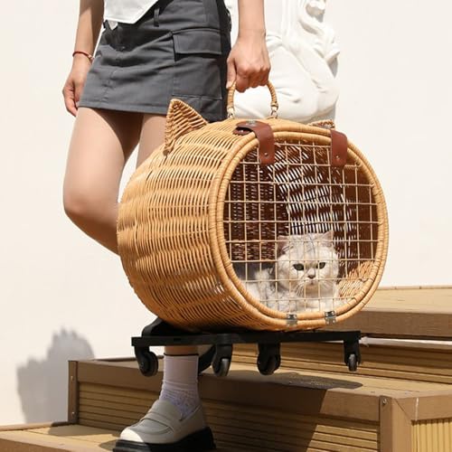 Carrito de ratán para perros con chasis robusto de diseño retro 3