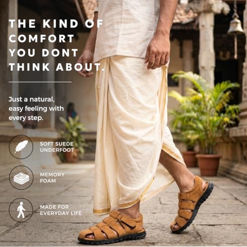 Image of Men's Toe Closed Fisherman Sandals with Memory Foam