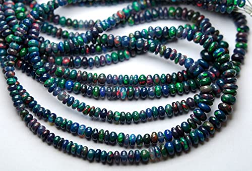 Opale d'Éthiopie bleue en fil de rondelles lisses, cadeau idéal pour créatrice