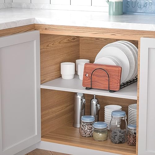 Image of Craft Expertise Black Countertop Kitchen Organizer Rack - 7-Slot Holder for Plates, Lids, Chopping Boards, Pans & Pots | Space-Saving Cookware Stand (14 inch x 8 inch x 8 inch)