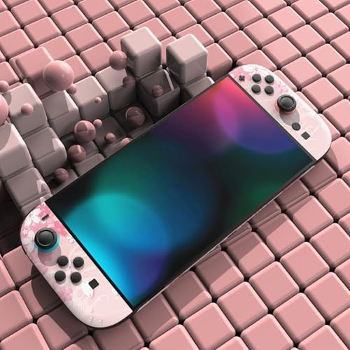 PlayVital for Nintendo Switch 2 Skin Full Set (2-Pack) - Protective Vinyl Decal Stickers for Switch 2 Console, Controllers, Handle Grips & Dock | No Residue, Anti-Scratch - Cherry Blossoms Petals - 4