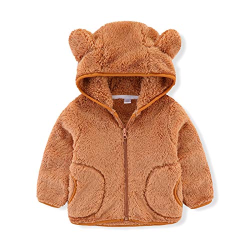Toddler Kids Fleece Hooded Jacket Coat with Ears Zipper Lightweight Long Sleeve Thick Toddler Boy2