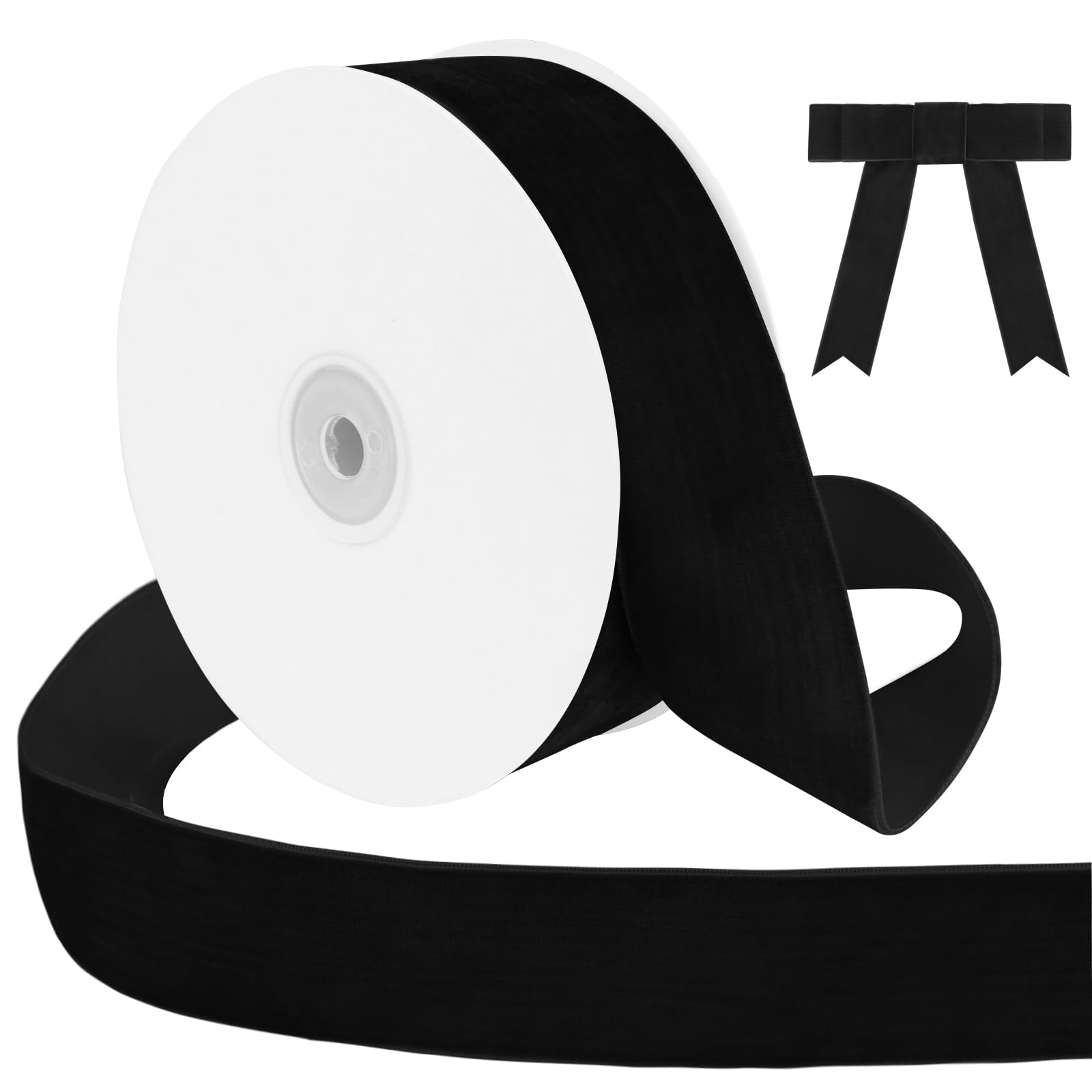 Uiopa Black Velvet Ribbon, 38mm x 9m Single Face Wrapping Ribbon, Vintage Velvet Ribbons for Gift Wrapping, Wreaths, Wedding, Party, Home Decor, DIY Crafts