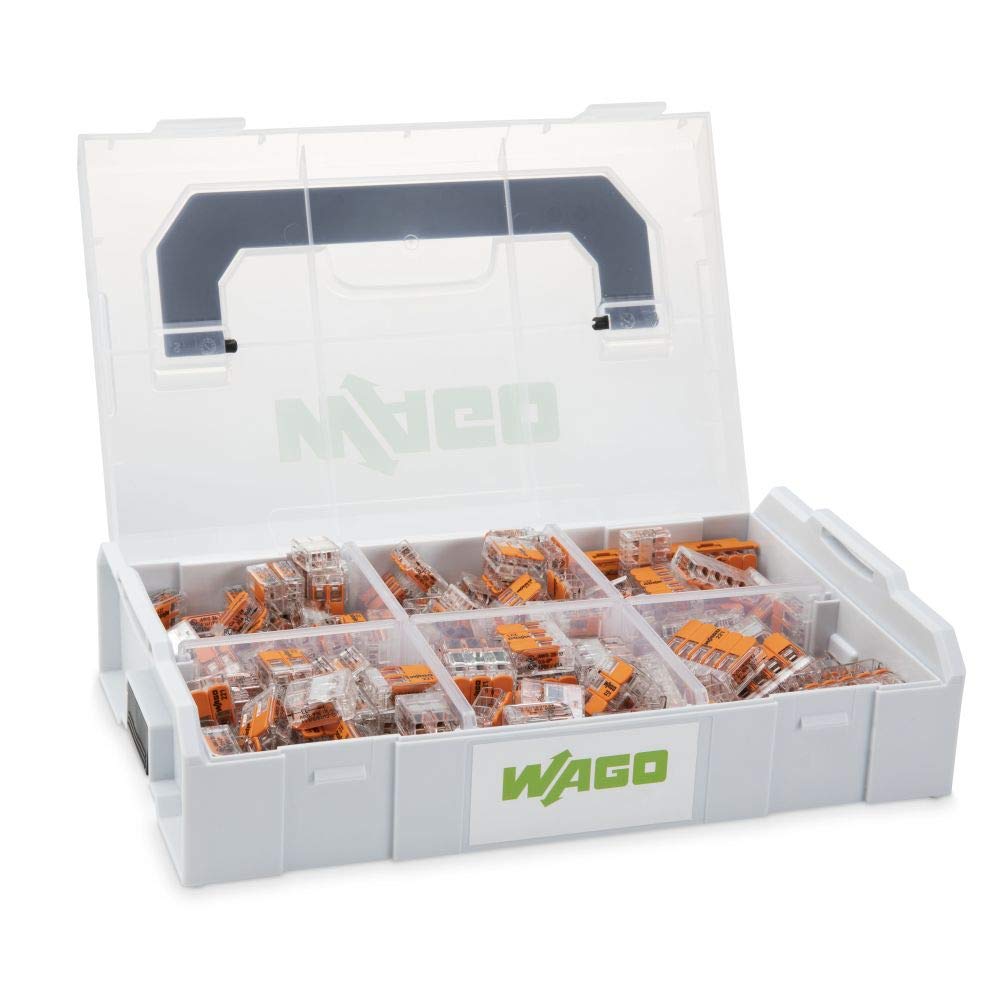 WAGO Original-Set, L-Boxx Mini, Verbindungsklemmen mit Hebel, Serie 221, 887-957 (236 Teile) & JOKARI 20050 Abisolierzange Super 4 plus, Schwarz, 1 Stück