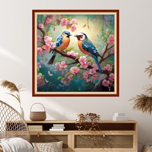 Image of Dimxvean Stamped Cross Stitch Kits,Cross Stitch Kits for Adults Beginners,Embroidery Kits Full Range of Cross Stitch Stamped Kits Needlepoint Kits Cross Stitch Patterns-Flower Bird 18x18 inch