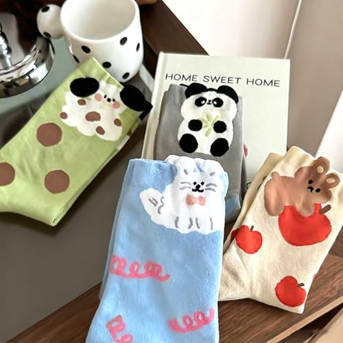 Image of Women's Cute Crew Socks, Casual Athletic Cotton Bowknot Cherry Calf Novelty Socks for Women