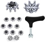 Changyeah Golf Schuh Spikes,20 Stück Golf Schuh Spikes+1Stück Golf Spike Schlüssel, Golf Schuh Spikes Ersatz, Leicht zu Wechselnde Stollen, Universelle Anti-Rutsch-Golfschuhe