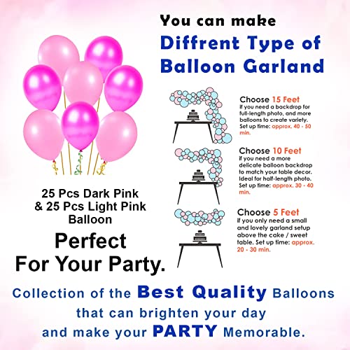 Image of Party Propz Happy Birthday Decorations For Girls Combo Set- Pink Metallic Balloons, Happy Birthday Foil Balloon, Fairy Light, Glue Dot - Girls, Women, 1st, 2nd, 3rd, 4, 5,6th - 54Pcs