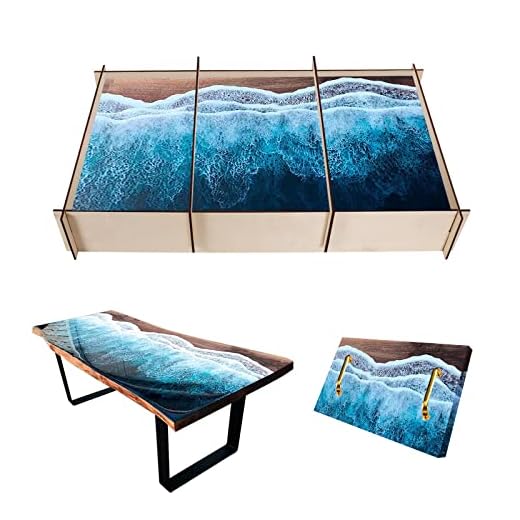 Extra Large Resin Molds, 24 Inch Rectangle Epoxy Resin Silicone Tray Mold with 6 Pcs Wooden Frame for Charcuterie Board, River Table,DIY Art Home Decoration