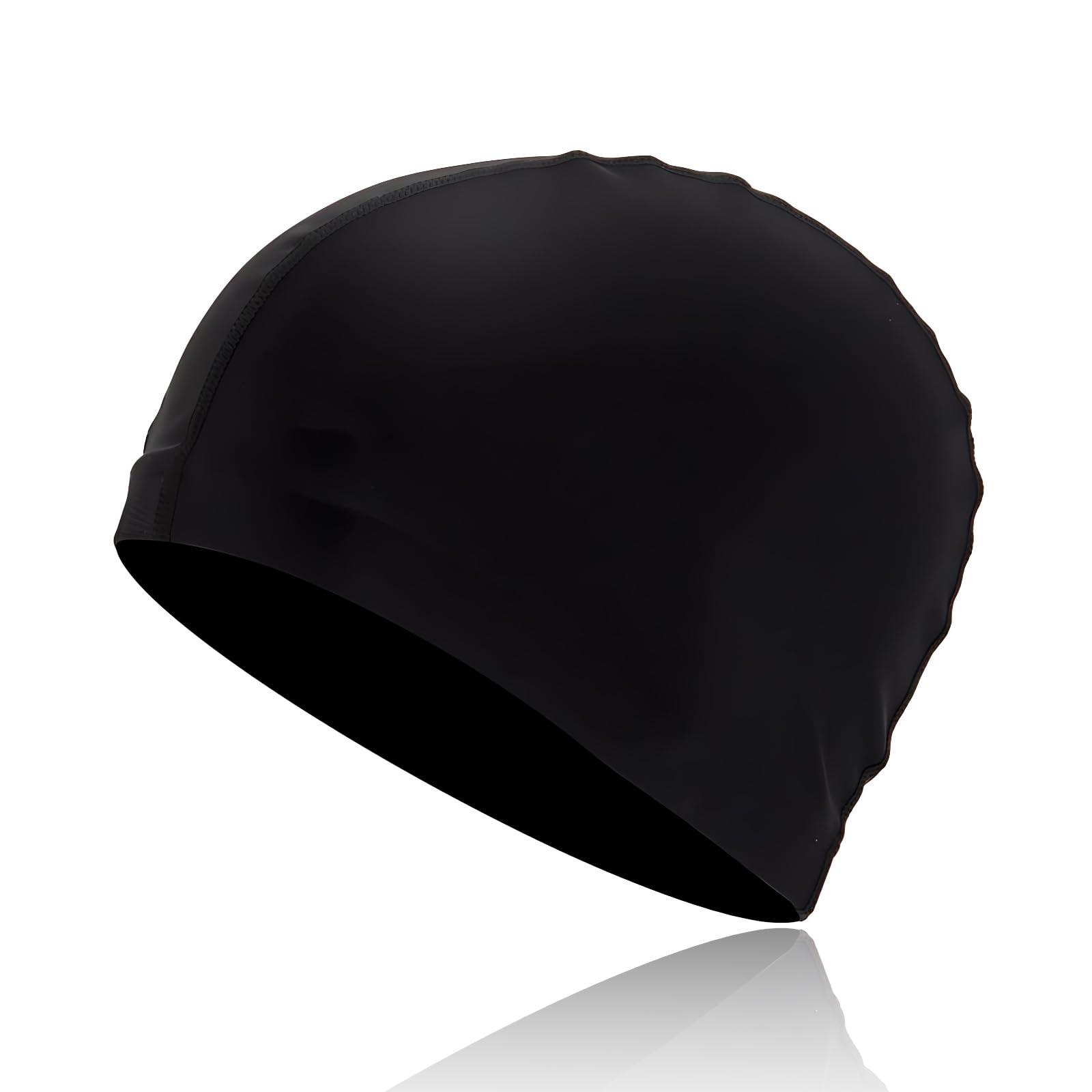 Bonnet de Bain Noir Homme & Femme – Bonnet Piscine en Tissu Souple | Bonnet de Bain Élastique | Swimming Cap pour Piscine & Eau Libre
