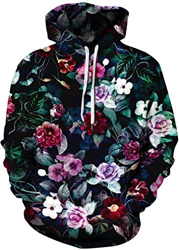 FLYCHEN Men's Digital Print Sweatshirts Hooded Top Galaxy Pattern Hoodie Garden SM