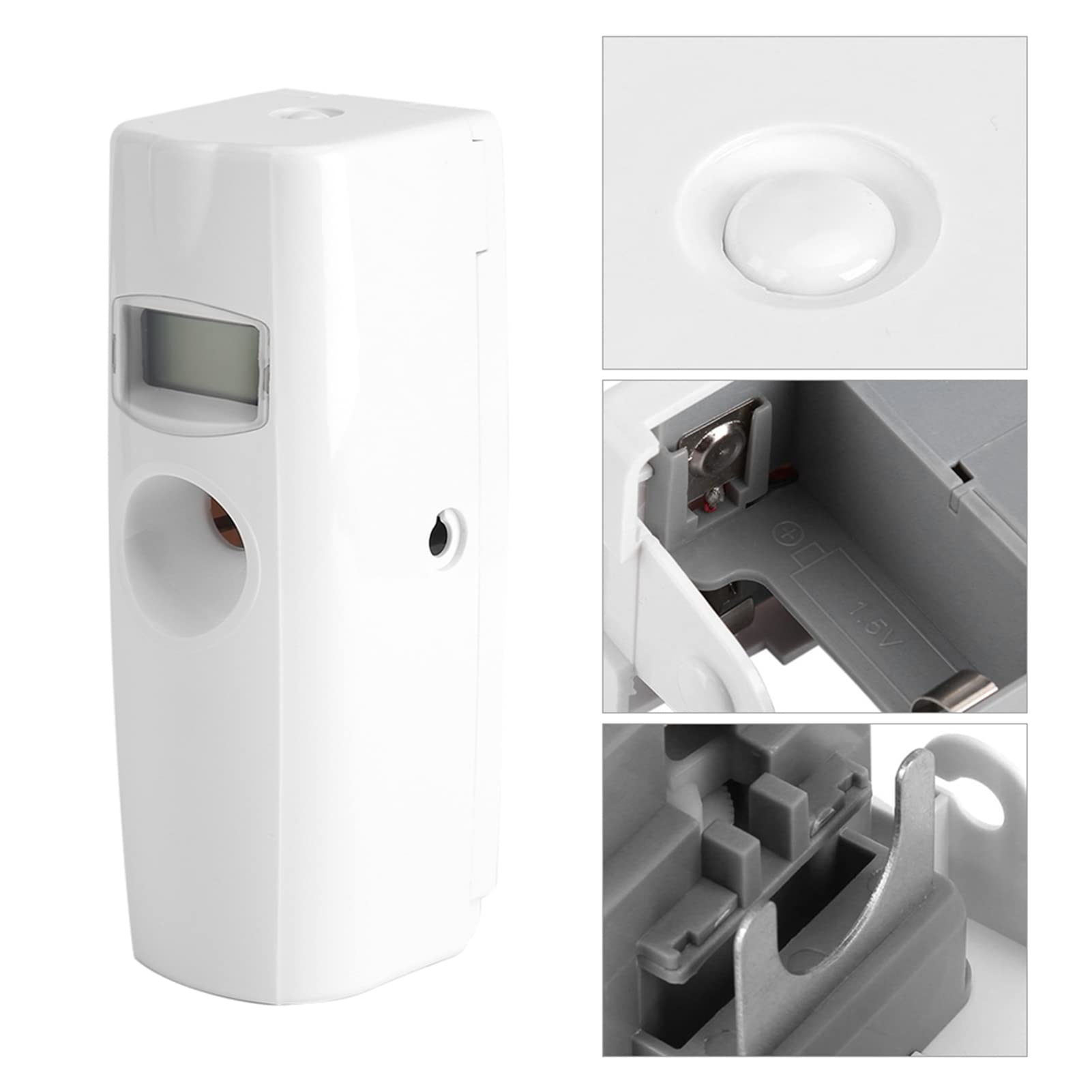 Dispenser Profumo Automatico con Display LCD, Diffusore Spray Timer Ricaricabile, Bianco Avorio, ABS, 86x83x238mm, per Ufficio Bagno Caffè Ristorante