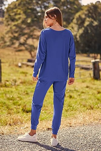 PRETTYGARDEN Women's Fall 2 Piece Lounge Set Long Sleeve Tops Ribbed Pants Spring Matching Sweatsuit Travel Outfits Clothes