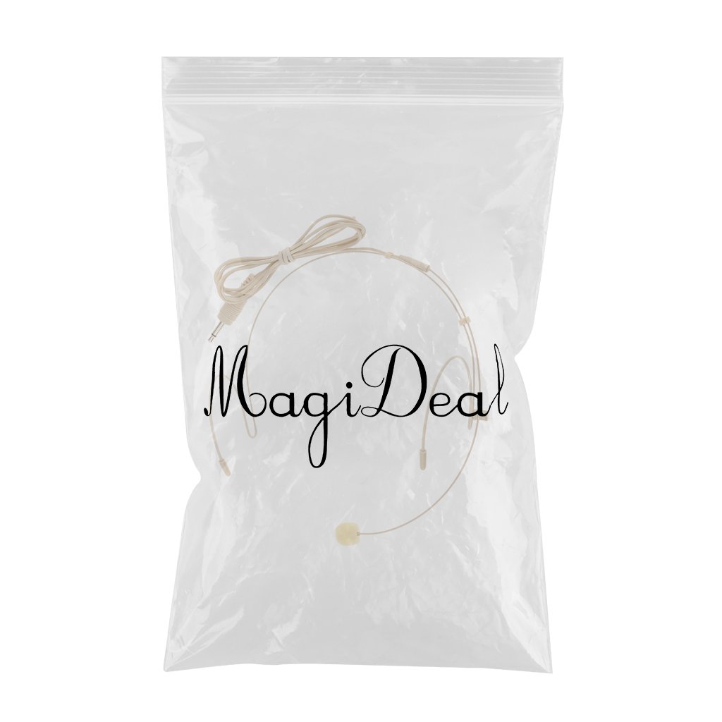 MagiDeal Professionale Gancio Auricolare Microfono A Testa Intestata Microfono Headworn per Palco Case di Culto Presentatori Docenti - Beige-3.5mm