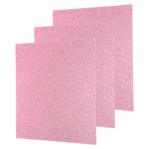 Image of MECCANIXITY 3Pcs Pink Glitter Acrylic Sheets 1 /8 inch Thickness 8 inch x 8 inch Glossy PMMA Fluorescent Plastic Sheets Extruded Translucent Blanks for DIY Art Crafting Laser Cutting & Engraving