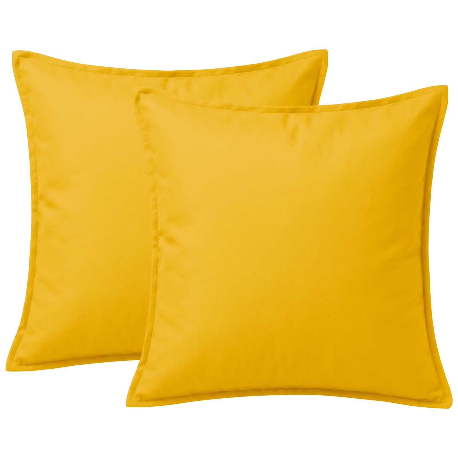2 Pack Waterproof Outdoor Garden Scatter Cushions 60x60cm, Filled Seat Cushion Pads with Hollowfibre Filling & Invisible Zip, Decorative Throw Pillows 24"x24" for Rattan Sofa, Patio (Yellow)