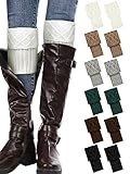 SATINIOR 6 Pairs Women Winter Boot Cuffs Socks Cable Knitted Cuffs Socks Short Knitted Leg Warmers Button Boot Toppers(Simple Colors)