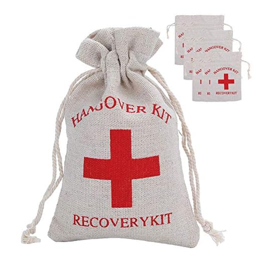 20 bolsas de muselina de algodón con cruz roja, bolsas de regalo para bodas y fiestas, kit de resaca para despedida de soltera, bolsas de kit de recuperación para kit de supervivencia
