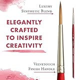 Princeton Velvetouch Artiste, Mixed-Media Brush for Acrylic, Watercolor & Oil, Series 3950 Long Round Luxury Synthetic, Size 2 - Image 4