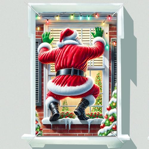 Vinilo decorativo de ventana Santa Claus Navidad 31x47 in miniatura 6