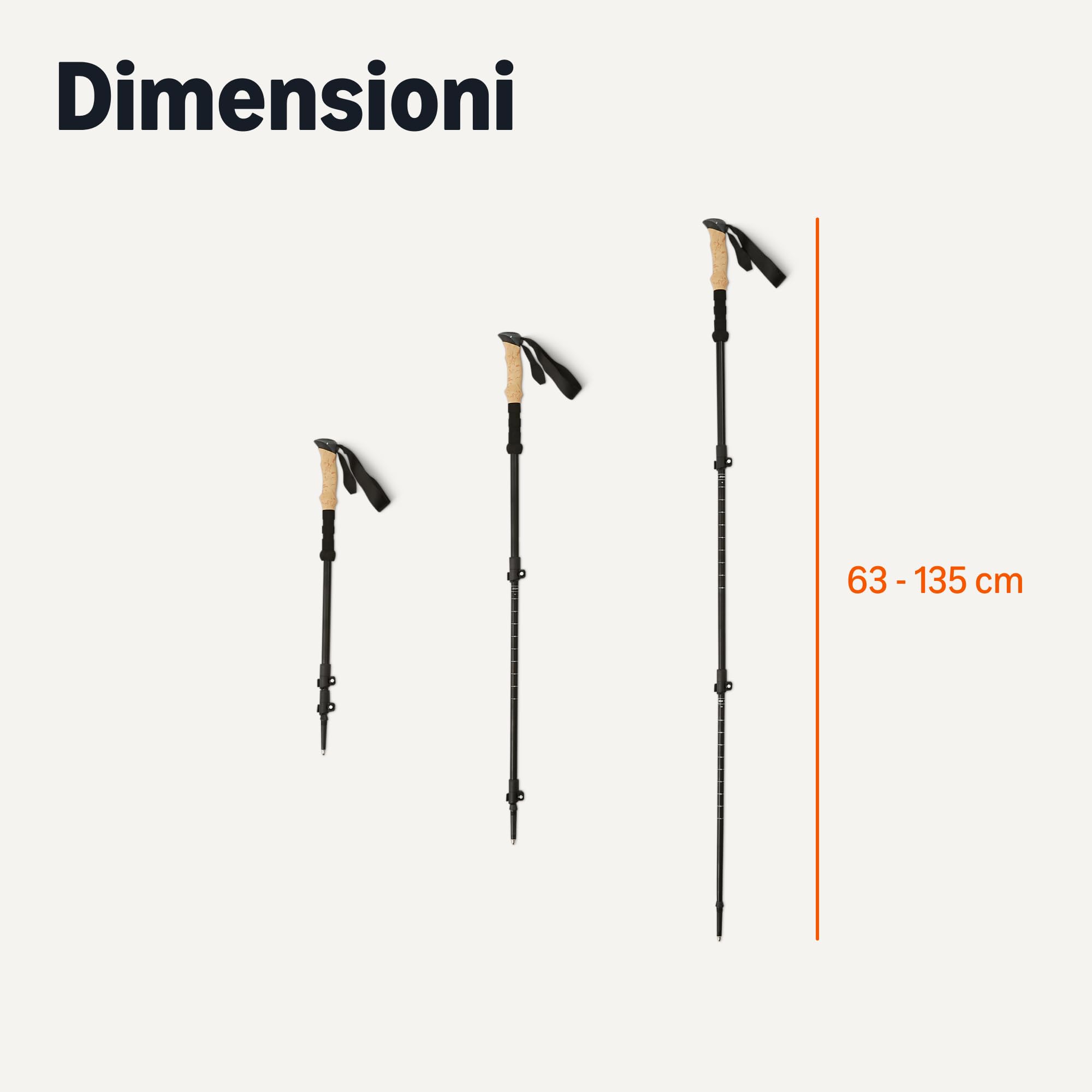 Amazon Basics Bastoncini da Trekking per Escursionismo, Bastoncini da Camminata Pieghevoli, Alluminio Leggero, 134,6cm, Colore Nero