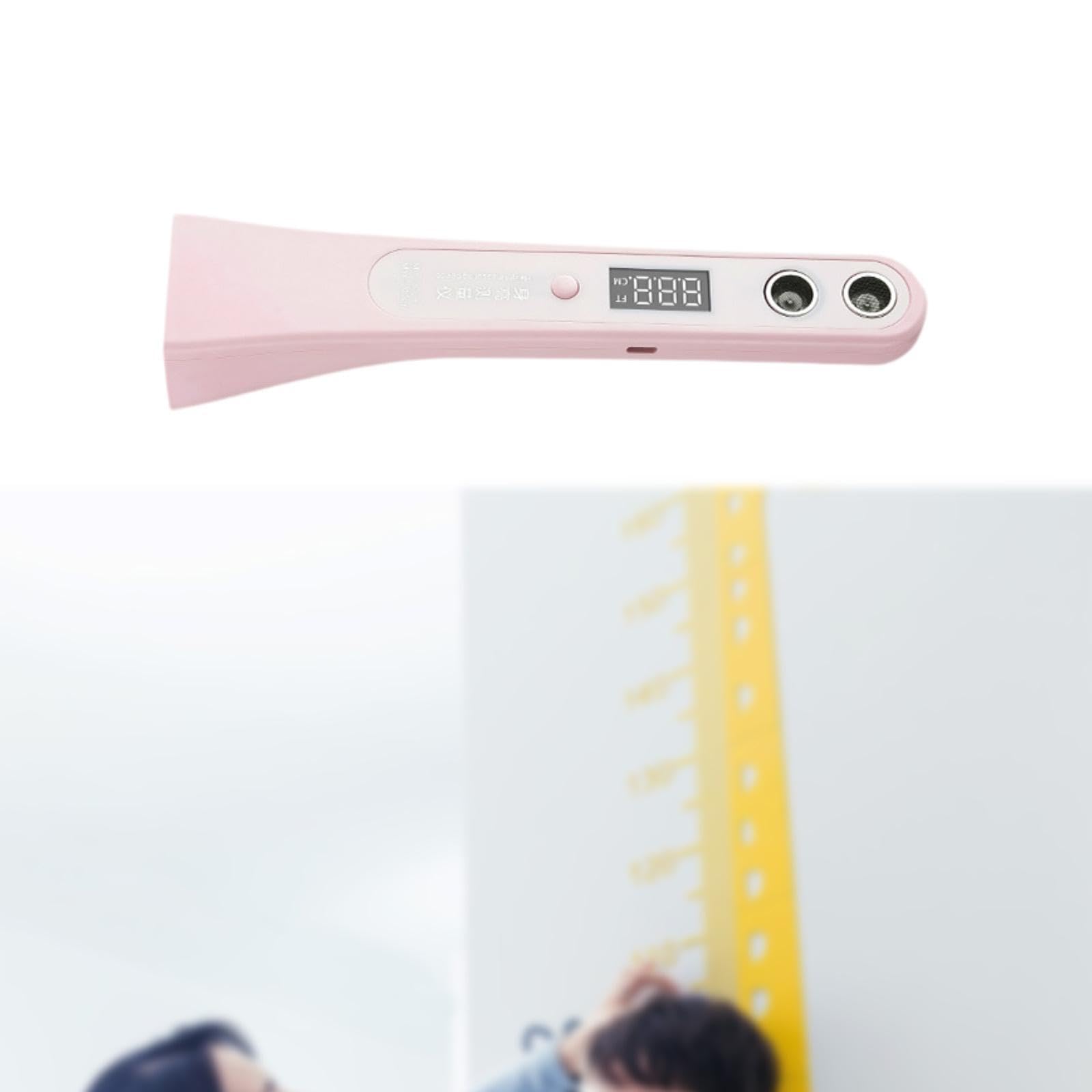 Sharplace Medidor de Altura Portátil con Pantalla Digital, de Medición, Sonido, Medición Precisa, Medidor de Altura de Crecimiento Portátil de 8 W, Rosa