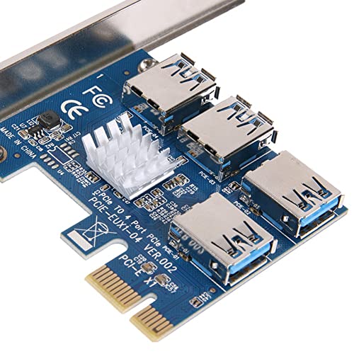 JMT PCI-E 1x to 16x Riser Card PCI-Express 1 to 4 Slot PCIe USB3.0 Adapter Port Multiplier Miner Card for BTC Bitcoin Miner Mining - Image 5
