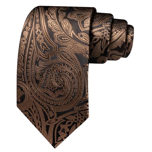 Image of Barry.Wang Men Tie Set Paisley Silk Necktie Pocket Square Cufflinks Formal Wedding Business Party