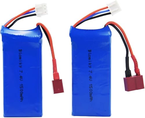 Miniatura 5 de Blomiky Paquete de 2 baterías recargables de 7.4 V 1500 mAh 40C Lipo 11.1 Wh enchufe T y cable de carga USB adecuado para 9309E 9005E 300E 302E 9155