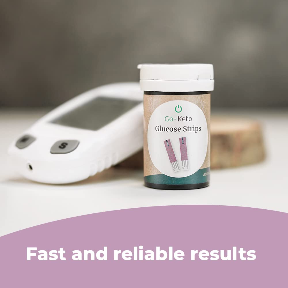 Go-Keto Glucose Teststreifen, 50 Stück | Blutzucker Teststreifen passend für das Go-Keto Ketone & Glukose Messgerät, On Call GK Dual Messsgerät | regelmäßiger Glucose Check, zu Hause und unterwegs