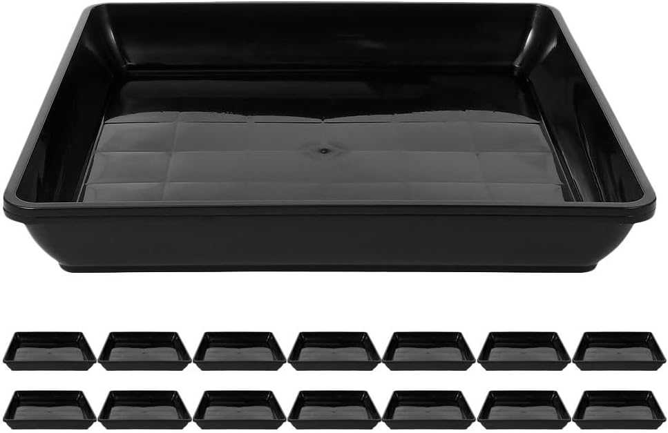 15pcs Square Plant Saucer: Black Plastic Planter Saucers - Square Drip Trays for Plants - Sturdy and Weather-Resistant Flower Pot Base