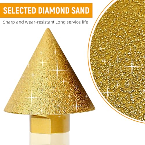 Image of Serplex M10 Diamond Conical Drill Bit 38mm Multipurpose Chamfer Reamer Drill Bit for Deburring, Centering, Aligning, Polished Finish Tile, Marble, Quartz, Stone Professional Drill Bits Set