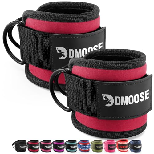 DMoose Ankle Strap for Cable Machine - One Size Fit with Premium Padding, Workout Kickback Ankle Cuffs, Ankle Bands for Working Out, Booty Workouts, Leg Extension, Hip Abductors & Lower Body Exercises