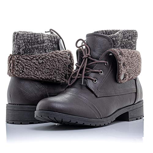 Patty-01 Women's Combat Style Lace Up Ankle Bootie Women's Hiking Boot with Rugged Low Heel